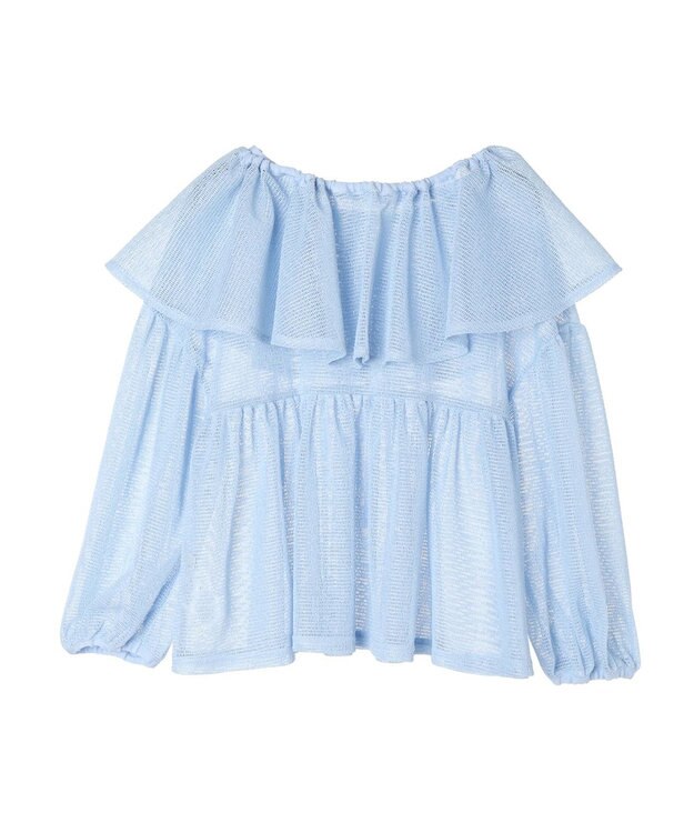 earth music&ecology マルチｗａｙカラーメッシュブラウス Light Blue