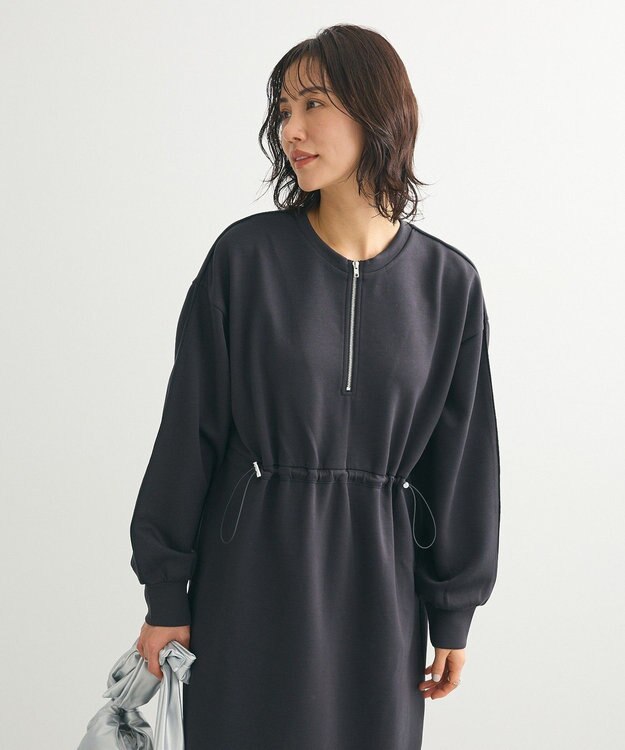 Green Parks ハーフＺＩＰトラックワンピース Charcoal Gray