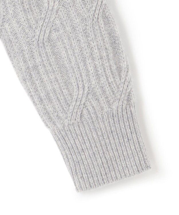 ICB L 【洗える】 ソフトカシミヤミックス 幾何学柄ニット ライトグレー系