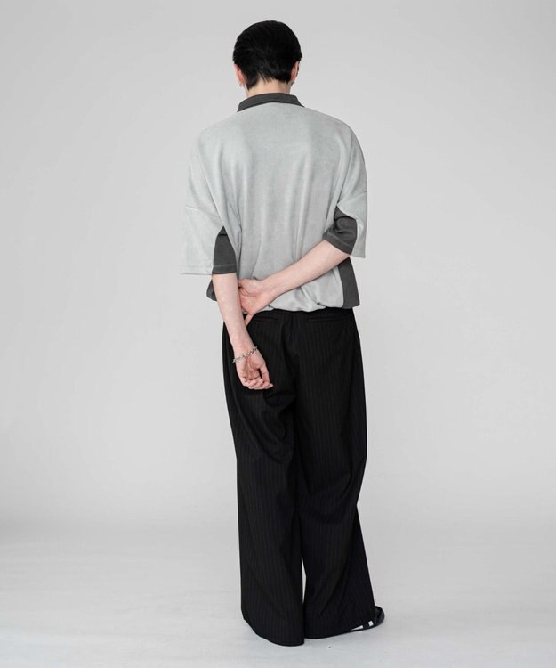 WEGO 【ユニセックス着用ITEM/MLサイズ展開】フェイクスウェードドルマンハーフZIPT（SS） ライトグレー