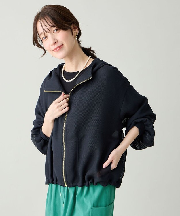 ANY L メッシュブルゾン ブラック