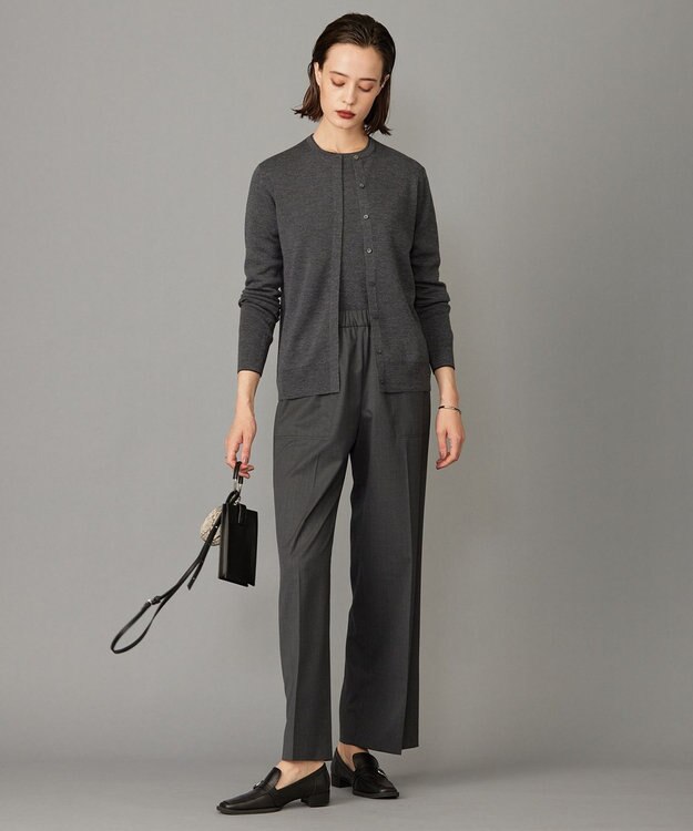 ICB 【洗える】エクストラファインメリノ クルーネックプルオーバー ミディアムグレー系