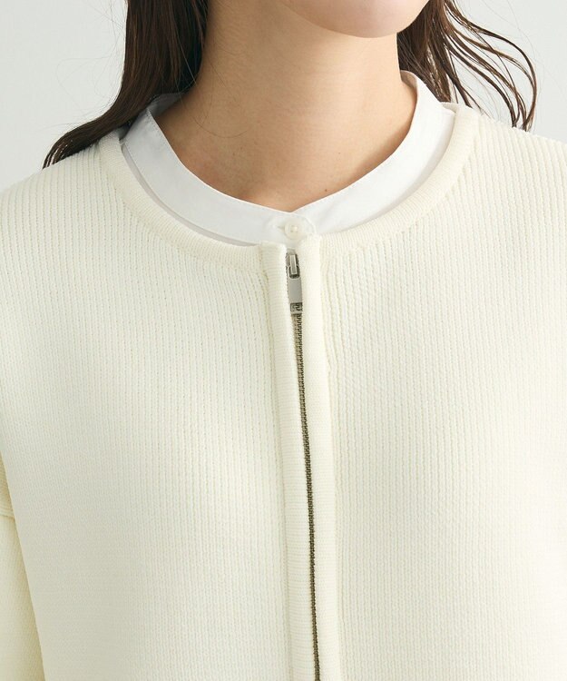 Green Parks ・ｓｗｉｎｇ　ｂｙ　Ｗ－ＺＩＰニットカーディガン Off White