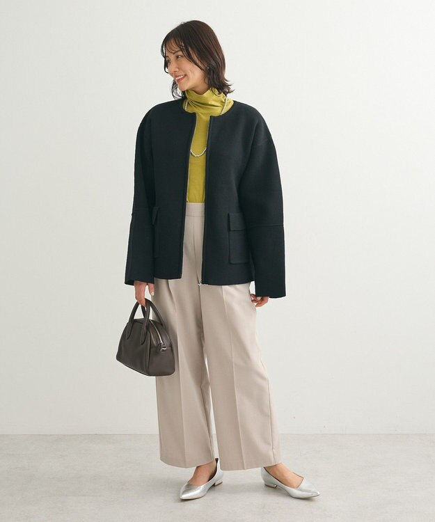 Green Parks ・ｓｗｉｎｇ　ｂｙ　Ｗ－ＺＩＰニットカーディガン Black