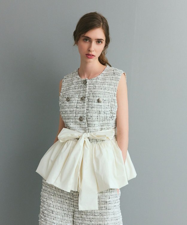 GRACE CONTINENTAL ツイードコンビジレ ホワイト