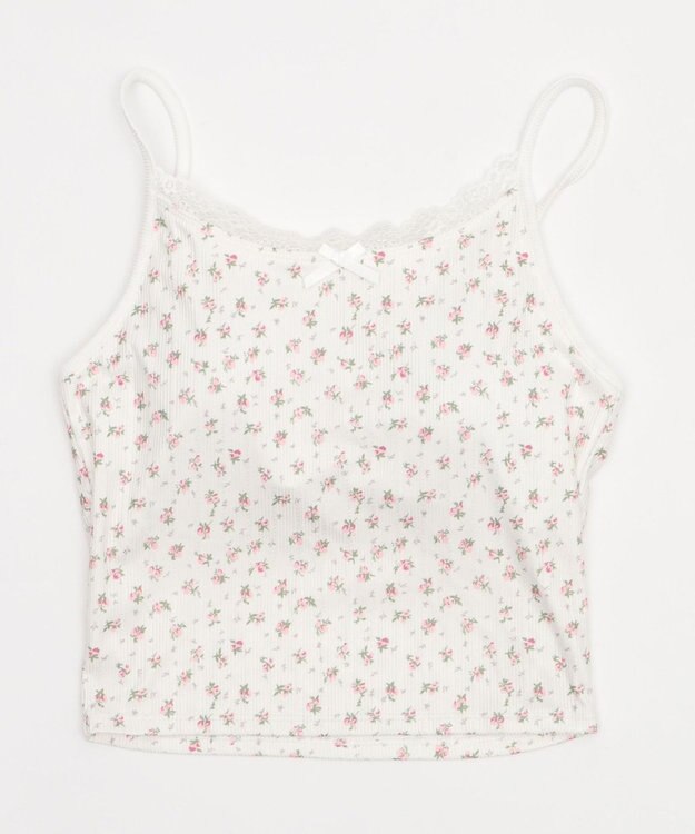 WEGO 【カップ付きインナー】花柄レースカップインキャミ ピンク