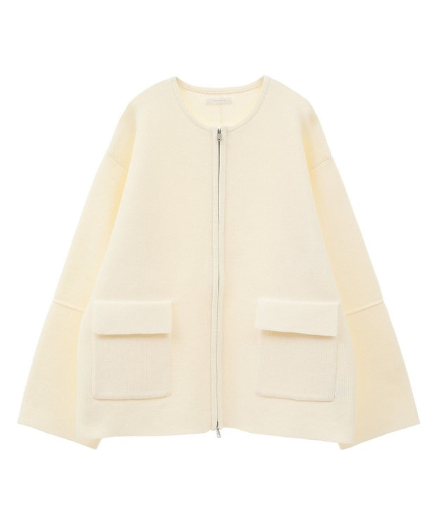 Green Parks ・ｓｗｉｎｇ　ｂｙ　Ｗ－ＺＩＰニットカーディガン Off White