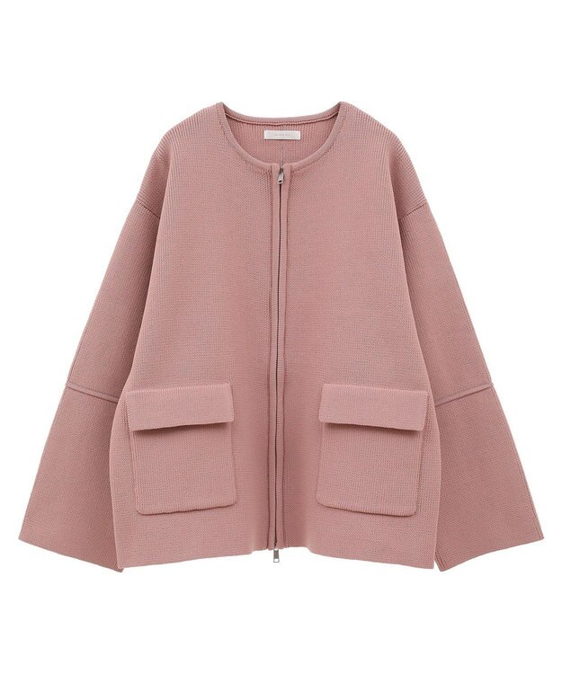 Green Parks ・ｓｗｉｎｇ　ｂｙ　Ｗ－ＺＩＰニットカーディガン Pink