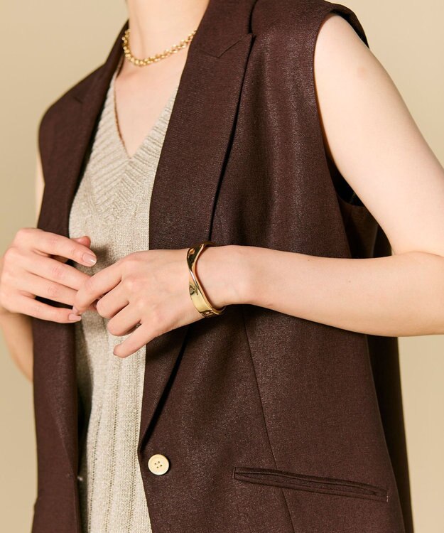 BEIGE， CAROLE / リネンライクノースリーブジレジャケット Bordeaux