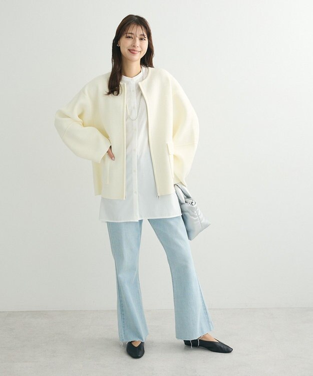 Green Parks ・ｓｗｉｎｇ　ｂｙ　Ｗ－ＺＩＰニットカーディガン Off White