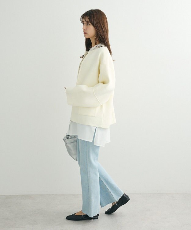 Green Parks ・ｓｗｉｎｇ　ｂｙ　Ｗ－ＺＩＰニットカーディガン Off White