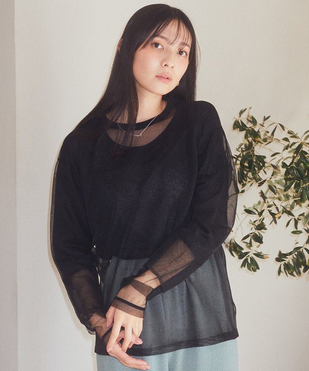 earth music&ecology シアールーズニットプルオーバー Black