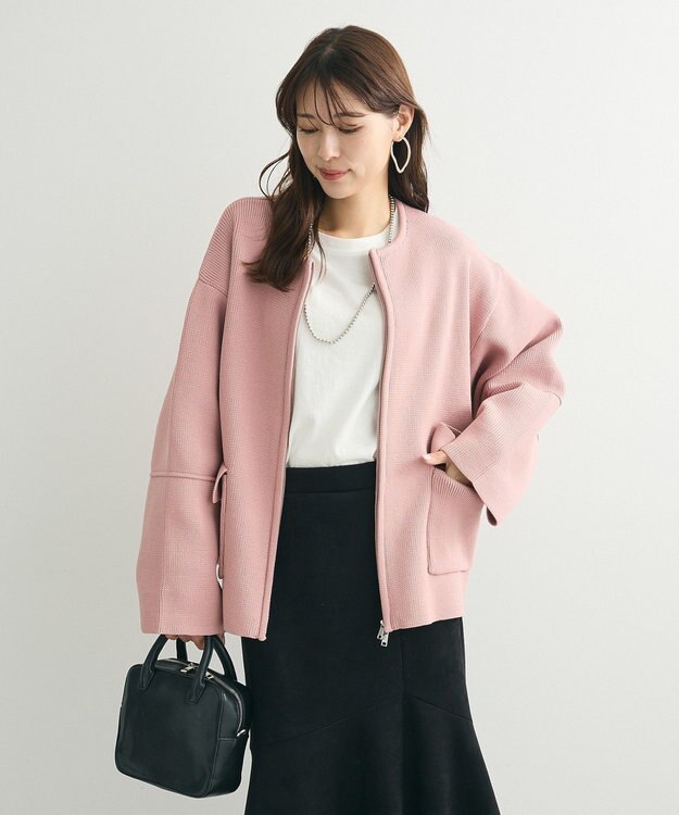 Green Parks ・ｓｗｉｎｇ　ｂｙ　Ｗ－ＺＩＰニットカーディガン Pink