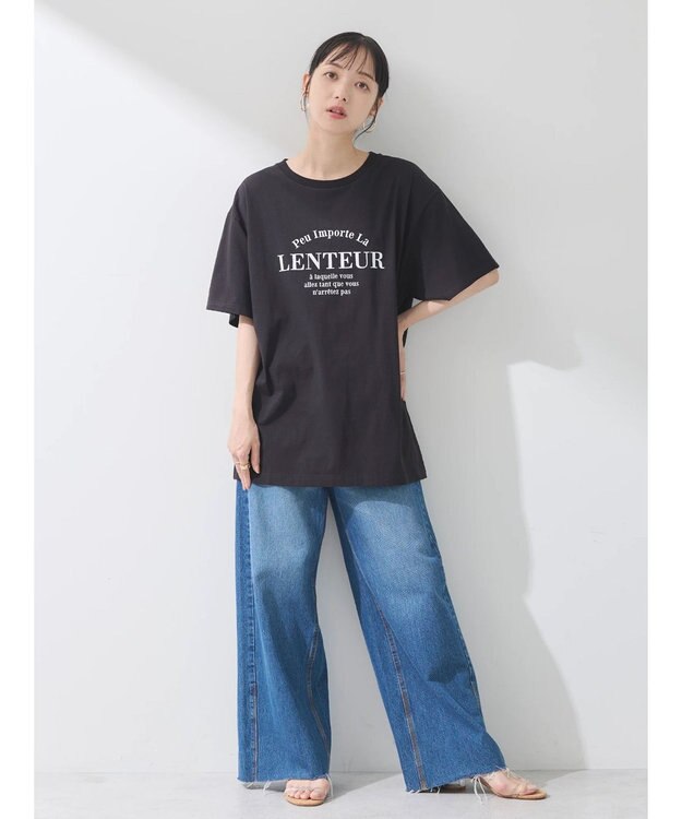 earth music&ecology アソートロゴプリントＴ Black