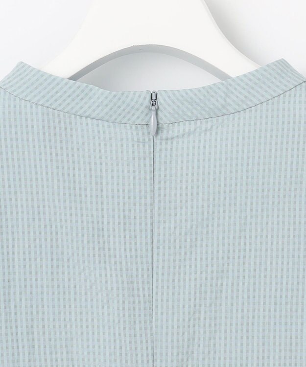 J.PRESS LADIES 【洗える】アセテートレーヨンコットンチェック ペプラム ブラウス ミント系3