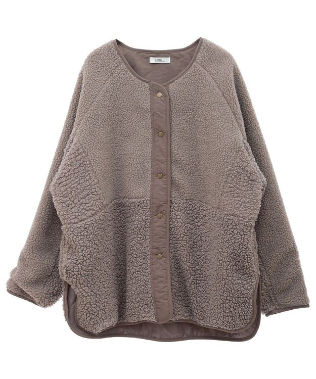 earth music&ecology 粒違い切替ボアブルゾン Mocha