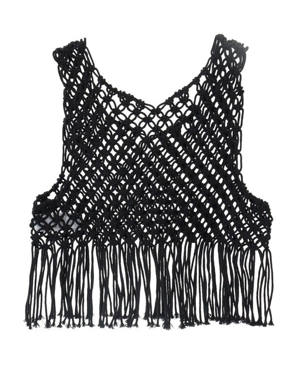 Green Parks マクラメベスト Black