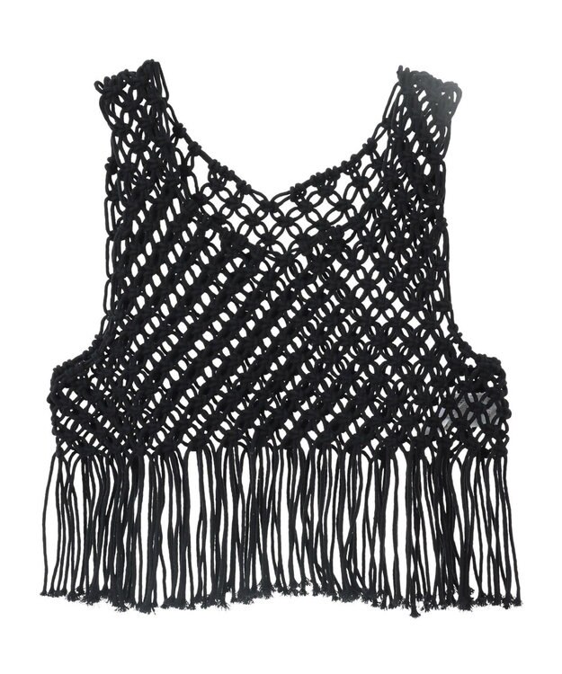 Green Parks マクラメベスト Black