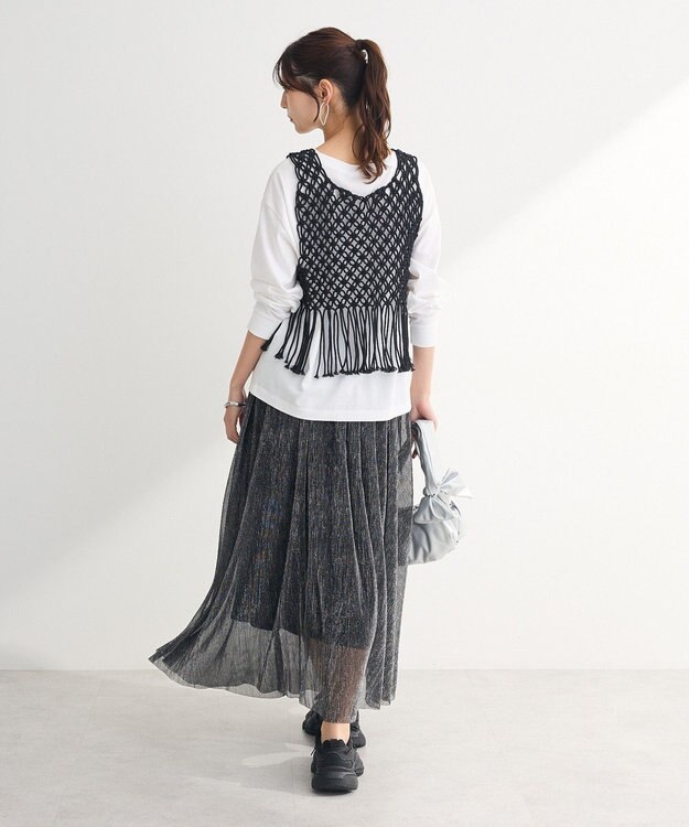 Green Parks マクラメベスト Black