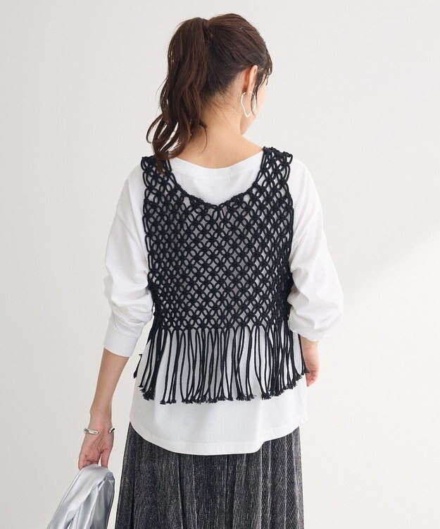 Green Parks マクラメベスト Black