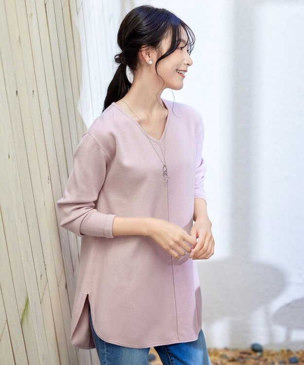 Tiaclasse 【安田美沙子さん着用・新色追加・洗える】ラウンドヘムニットチュニック ラベンダー