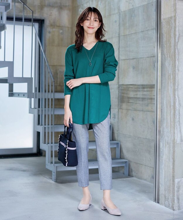 Tiaclasse 【安田美沙子さん着用・新色追加・洗える】ラウンドヘムニットチュニック グリーン