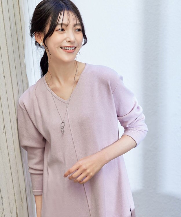 Tiaclasse 【安田美沙子さん着用・新色追加・洗える】ラウンドヘムニットチュニック ラベンダー