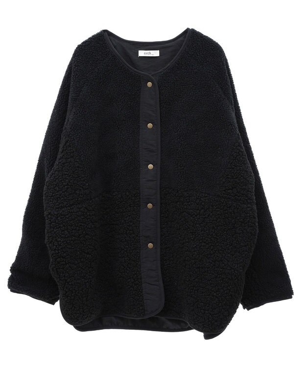 earth music&ecology 粒違い切替ボアブルゾン Black