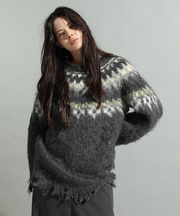 CRAFT STANDARD BOUTIQUE ノルディック起毛ニットプルオーバー Gray