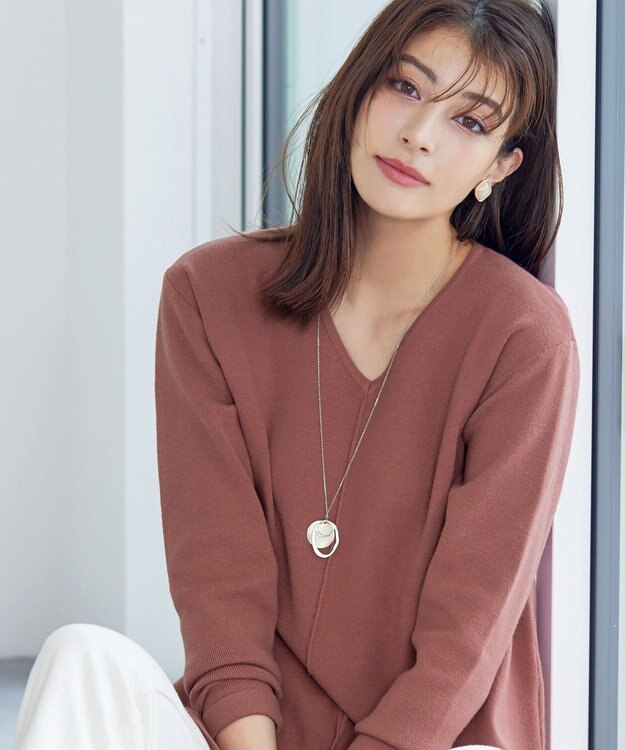 Tiaclasse 【安田美沙子さん着用・新色追加・洗える】ラウンドヘムニットチュニック ピンク