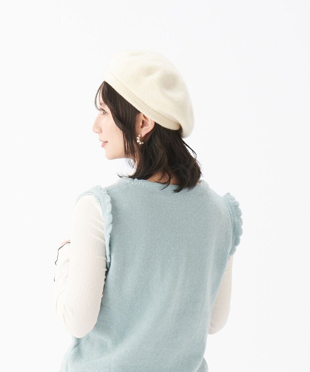 MOONBAT バスクリブ付きベレー帽 オフホワイト