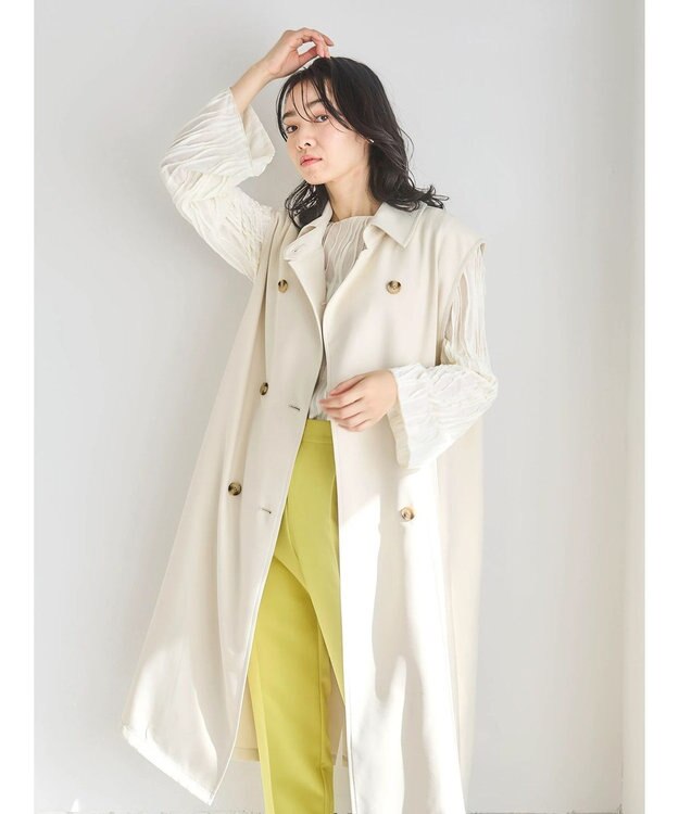 Green Parks トレンチロングジレ Ivory