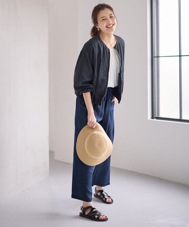 ANY 【手洗い可/UVケア】ノーカラーシアーブルゾン ブラック