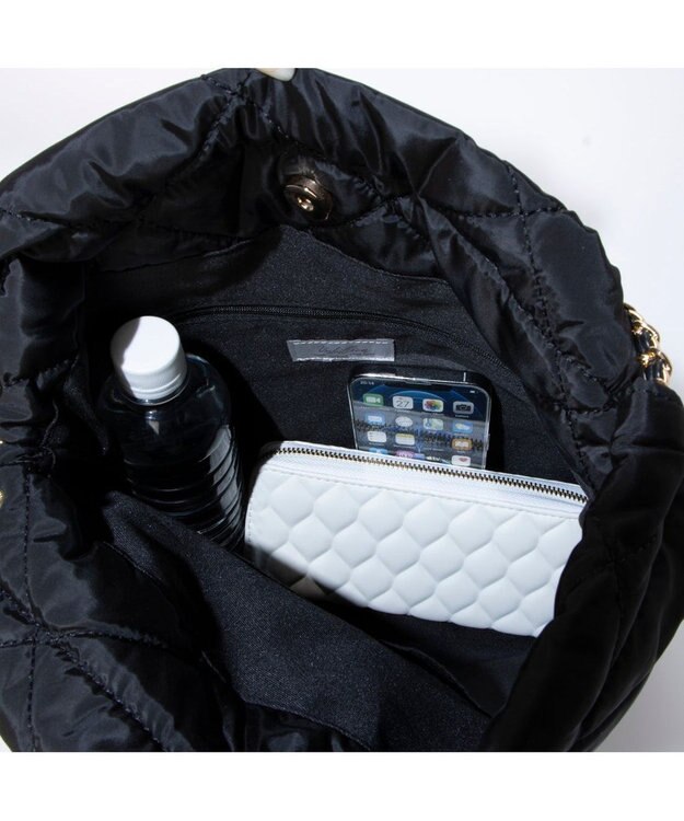 UNBILLION カシュカシュ cachecache / ナイロンキルティングチェーン手提げトート ブラック