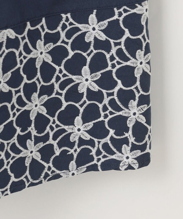 組曲 KIDS 【150-160㎝】フラワーパネルボーダー ワンピース ネイビー系