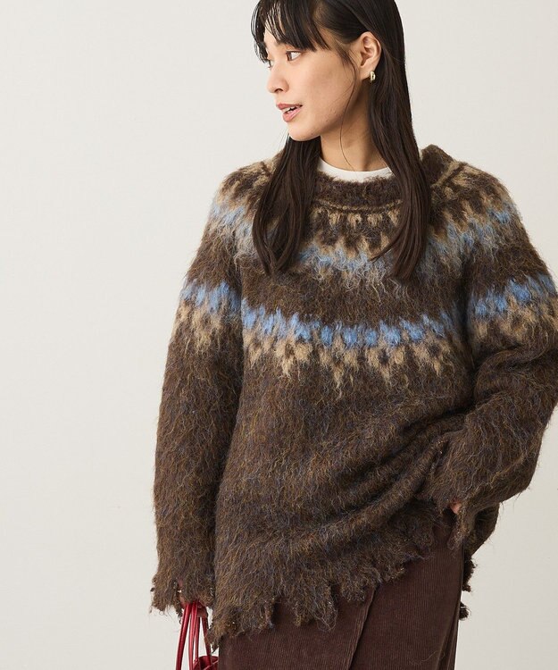 CRAFT STANDARD BOUTIQUE ノルディック起毛ニットプルオーバー Brown