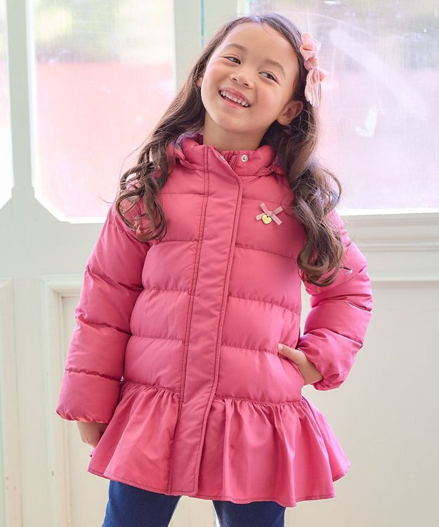 ANY KIDS 【洗濯機OK】中綿 リボン コート ピンク