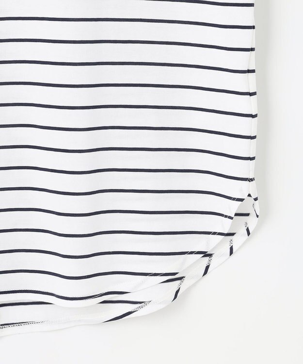J.PRESS LADIES S ベーシックジャージー ボーダー ロングＴシャツ カットソー ホワイト系1
