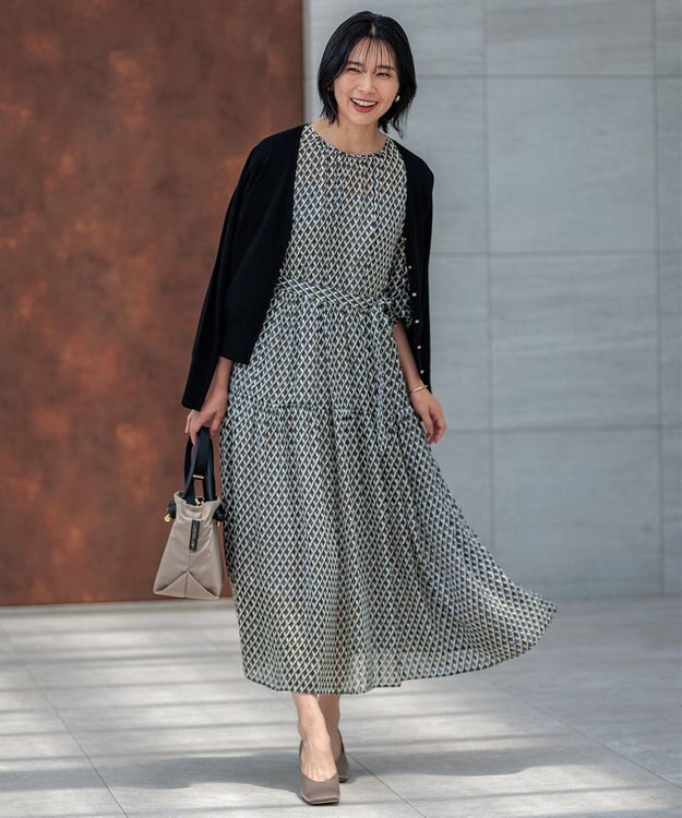 23区 【洗える】Ratti コラージュプリント ワンピース ブラウンプリント