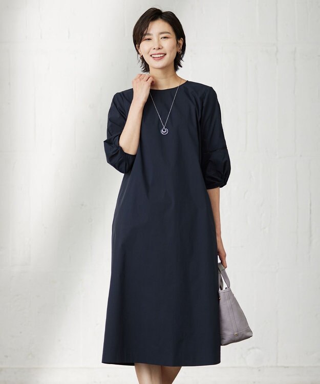 J.PRESS LADIES L 【洗える】バイオエアフロー ワンピース ネイビー系
