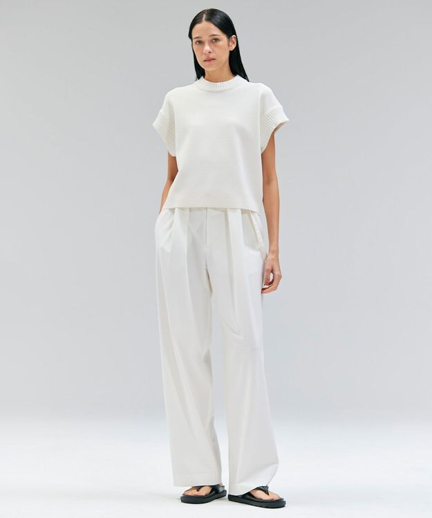 BEIGE， 【洗える・Oggi 11月号掲載】LAURA / ドライタッチ異素材リブニット Ecru