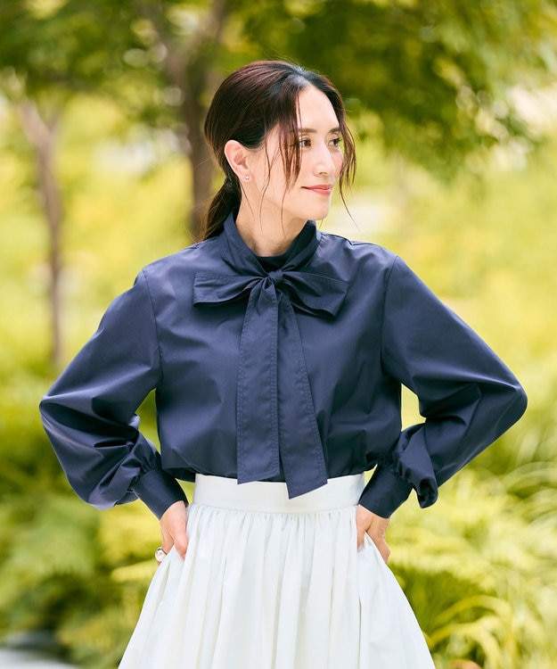 洗濯機可】ステッチデザインリボンタイブラウス / #Newans