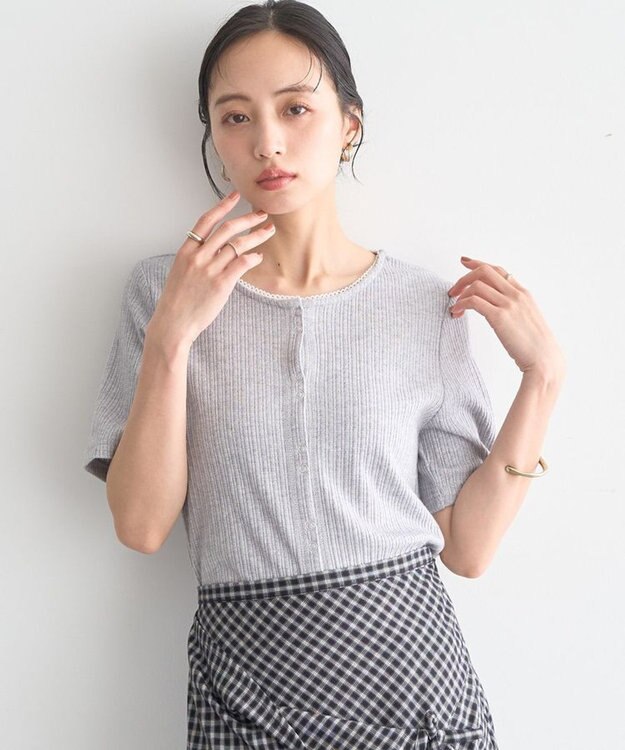 earth music&ecology チェーンリブラメカットソー Gray