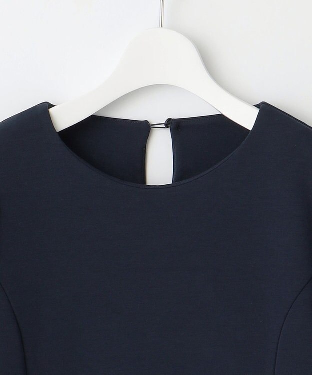 Feroux 【洗える】リボンスリーブダンボール ワンピース ネイビー系