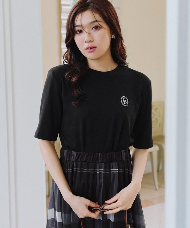 Tiaclasse 【洗える】刺繍ロゴカットソーTシャツ ブラック