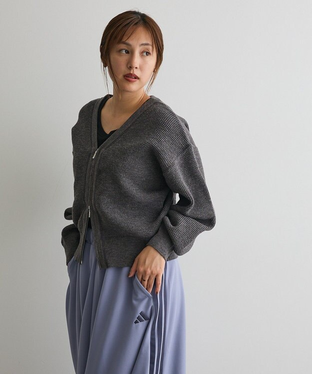 CRAFT STANDARD BOUTIQUE ワッフルニットジップカーディガン Gray