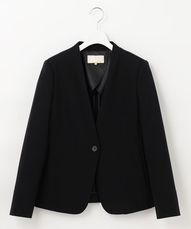 自由区 【XSサイズ～/洗える】WASHABLEPONTE カラーレスジャケット ブラック系