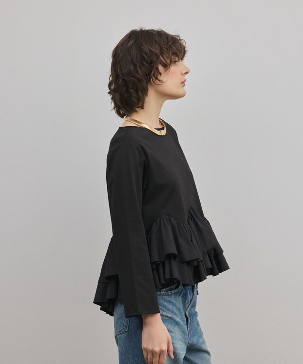 GRACE CONTINENTAL タフタフリルカットトップ ブラック