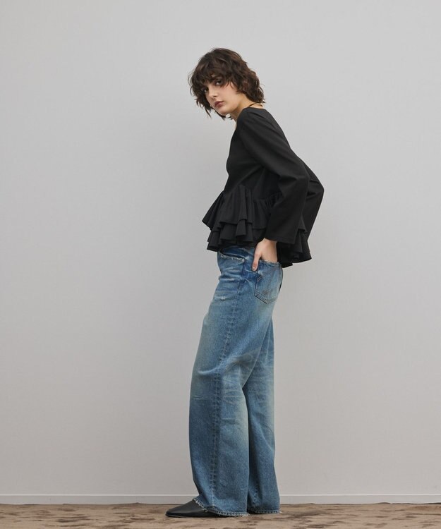 GRACE CONTINENTAL タフタフリルカットトップ ブラック