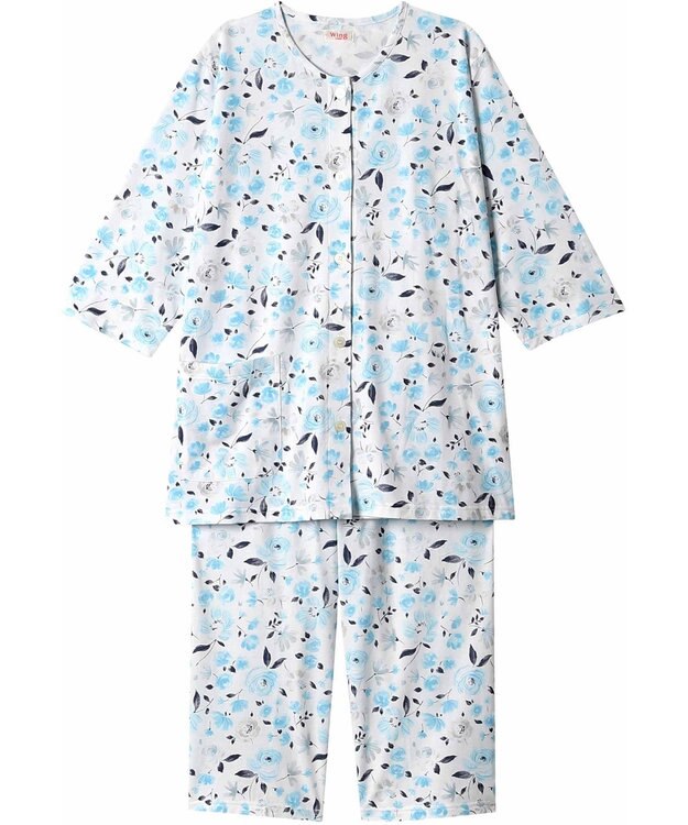 Wing 【数量限定　特別価格】 パジャマ 7分袖 8分丈 綿100％ 天竺素材 レディース EP8992 ウイング／ワコール サックス